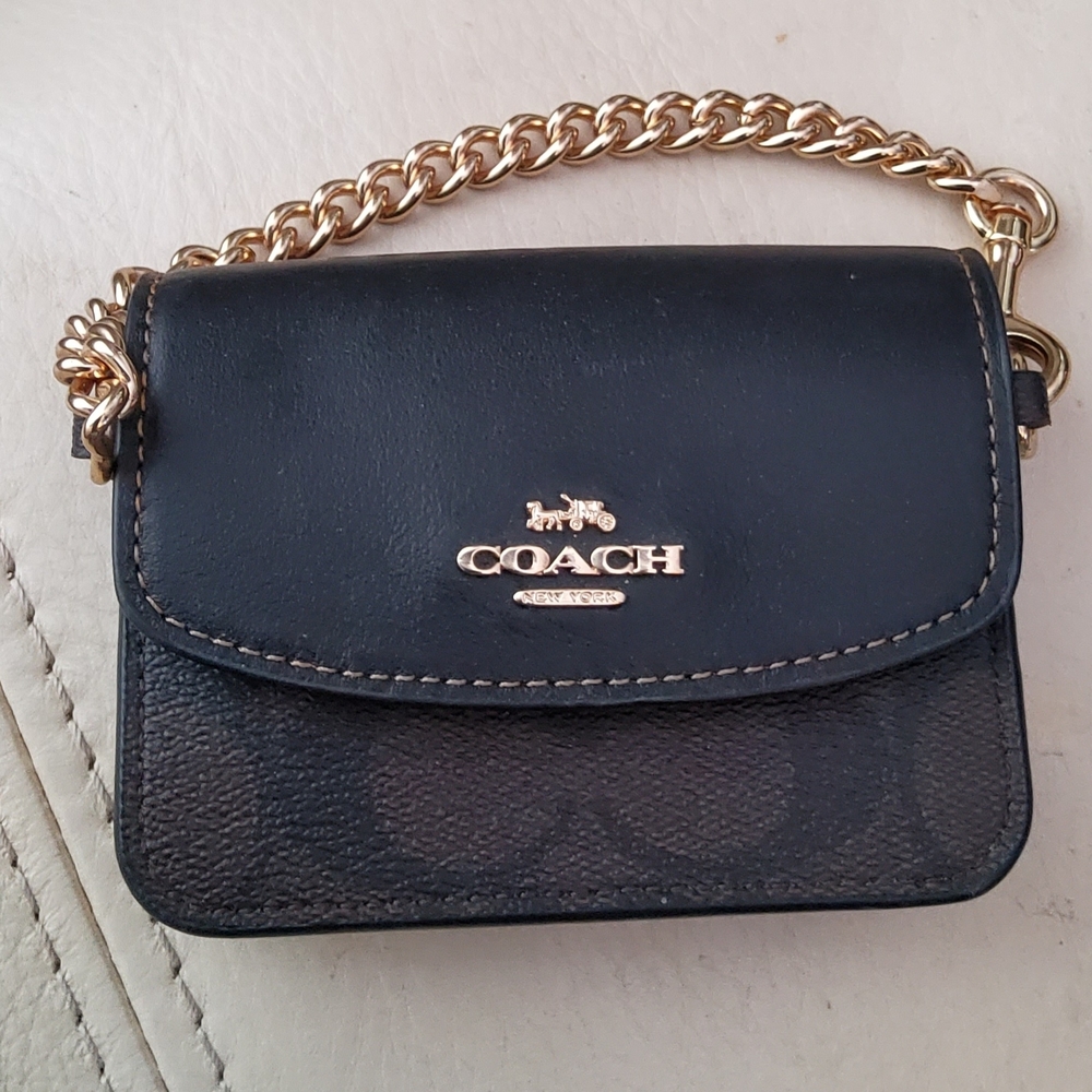 Coach Black and Gold Mini Wristlet